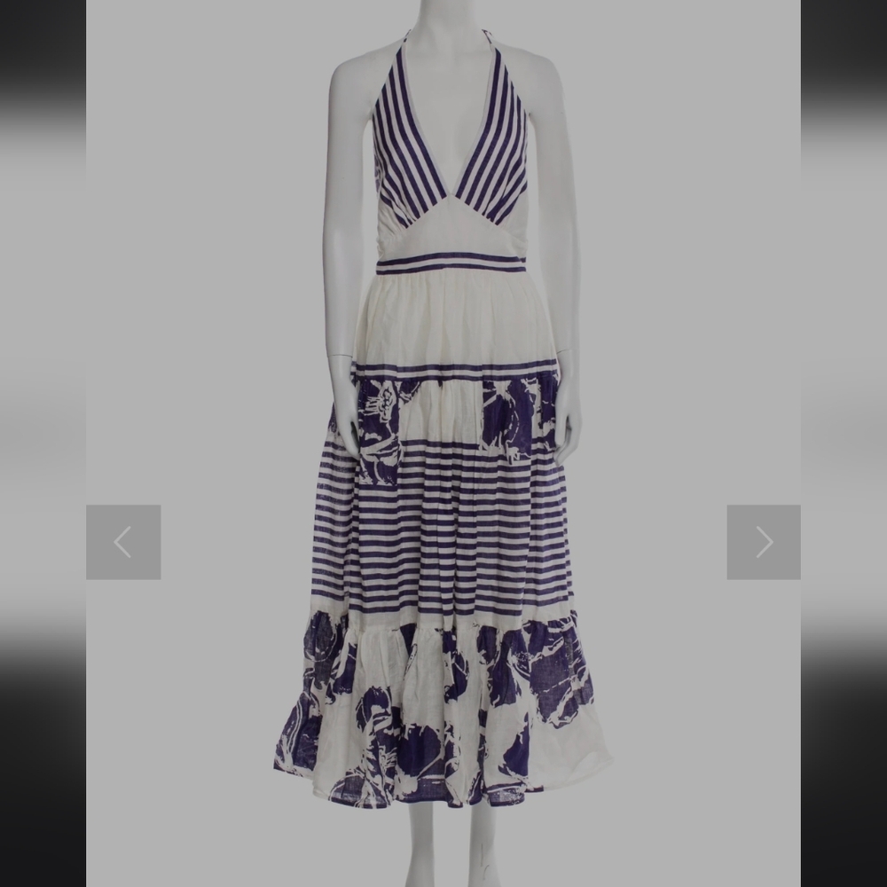 Silvia Tcherassi Purple and Cream Halter Dress